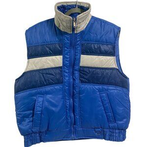 Vintage Cortina‎ Blue Gray Stripe Puffer Ski Vest Men's Size XL